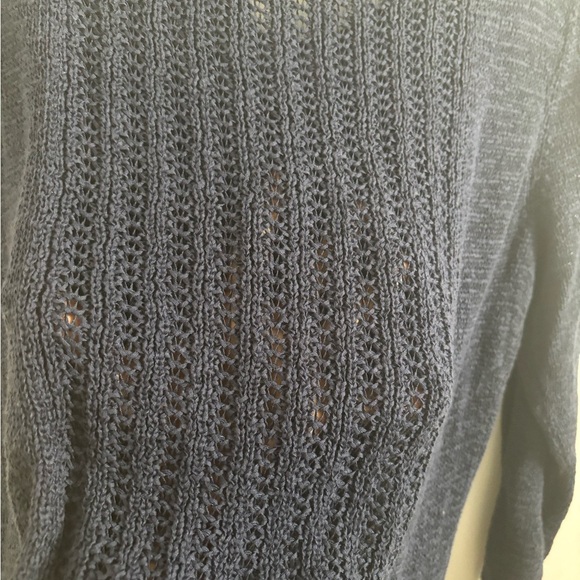 Rachel Zoe Sweater Womens Navy Open Knit XXL preppy capsule classic Fall Coastal - Picture 5 of 6